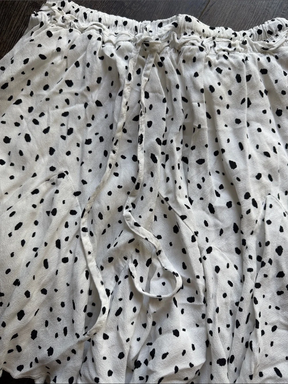 White Black Dot Ruffle Skater Skirt
